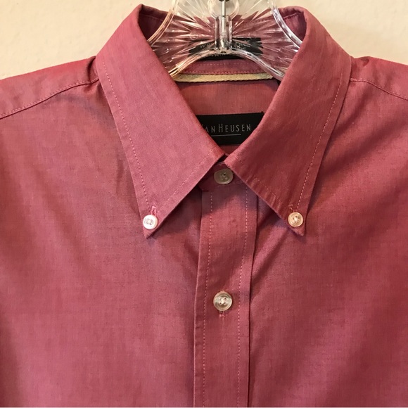 Van Heusen Regular Fit Long Sleeve Dress Shirt with Button Collar Size Small - Picture 3 of 14
